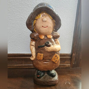 Vintage NapcoWare Country Cousins Lady - Papier Mache Bank 8.5” Tall